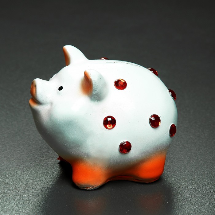 Копилка "Свинка маленькая со стразами" белая 9,5х9х13см