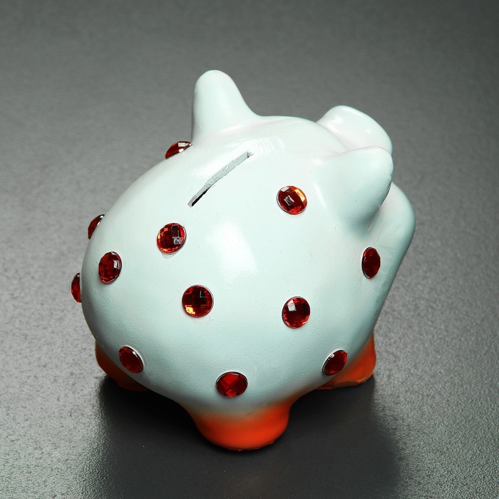 Копилка "Свинка маленькая со стразами" белая 9,5х9х13см