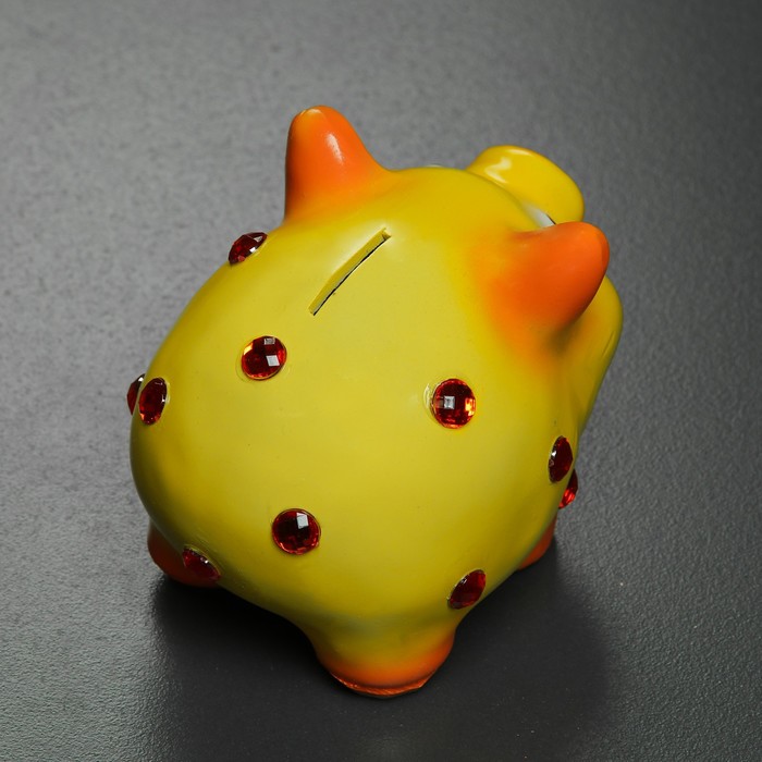 Копилка "Свинка маленькая со стразами" жёлтая 9,5х9х13см