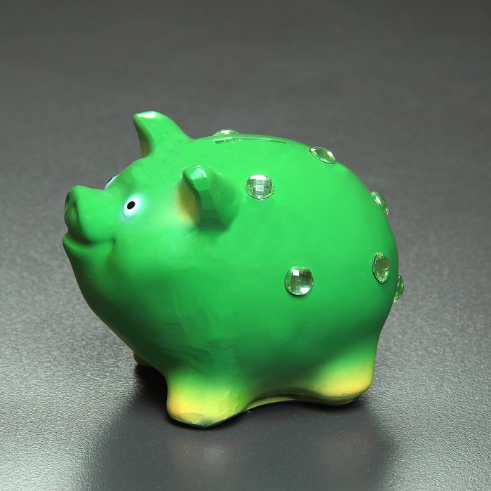 Копилка "Свинка маленькая со стразами" зелёный 9,5х9х13см