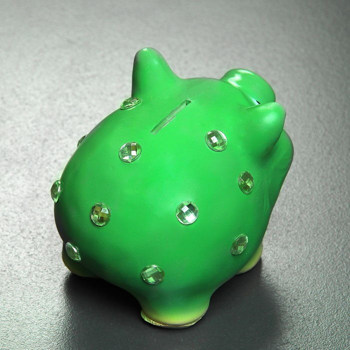 Копилка "Свинка маленькая со стразами" зелёный 9,5х9х13см