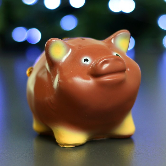 Копилка "Свинка маленькая со стразами" фиолетовый 9,5х9х13см