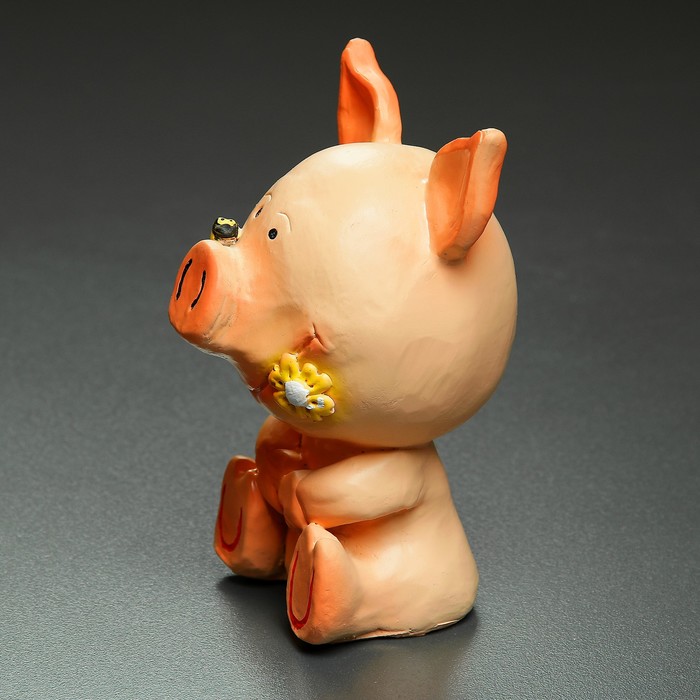 Копилка "Поросенок-цветочек с пчелкой" 18х13х13см