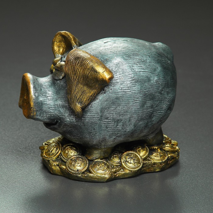 Копилка "Поросенок на деньгах" бронза 14,5х19х14см