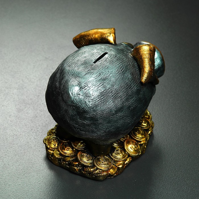 Копилка "Поросенок на деньгах" бронза 14,5х19х14см