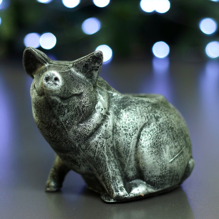 Подсвечник "Свинка" серебро 13х15х10см