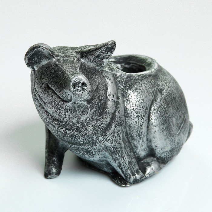 Подсвечник "Свинка" серебро 13х15х10см