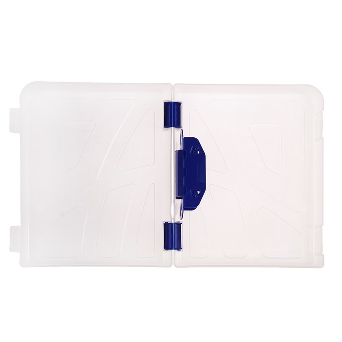 Папка-регистратор пластиковая А4 (317х270х73), 70 мм СТАММ, прозрачная, замок синий