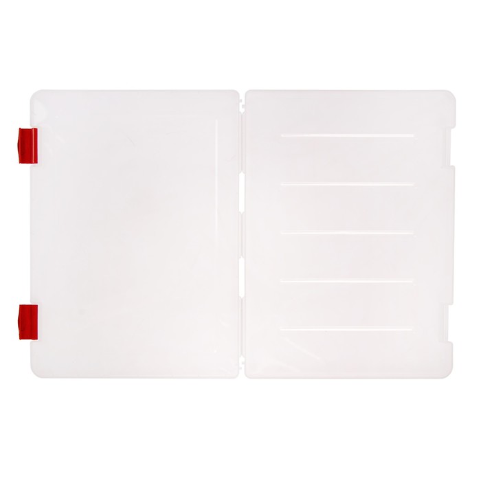 Контейнер для документов А4, с красными защелками, прозрачный