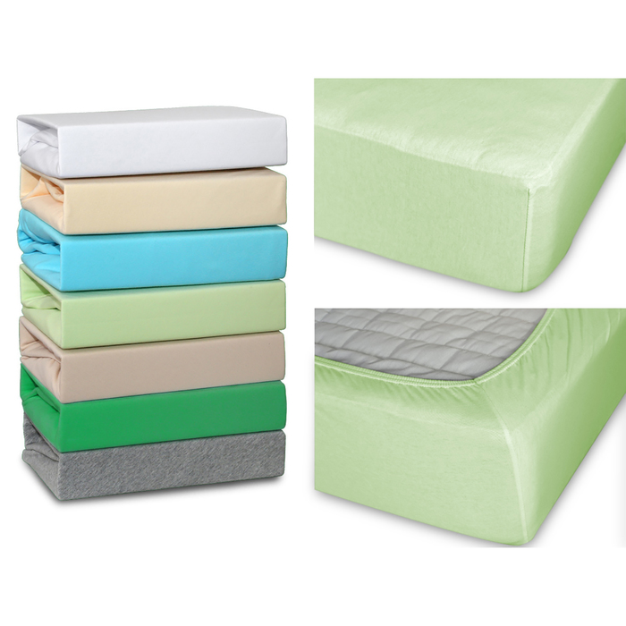 Простыня на резинке, размер 200х200х25 см, трикотаж 140 г/м2, салатовый 20/08