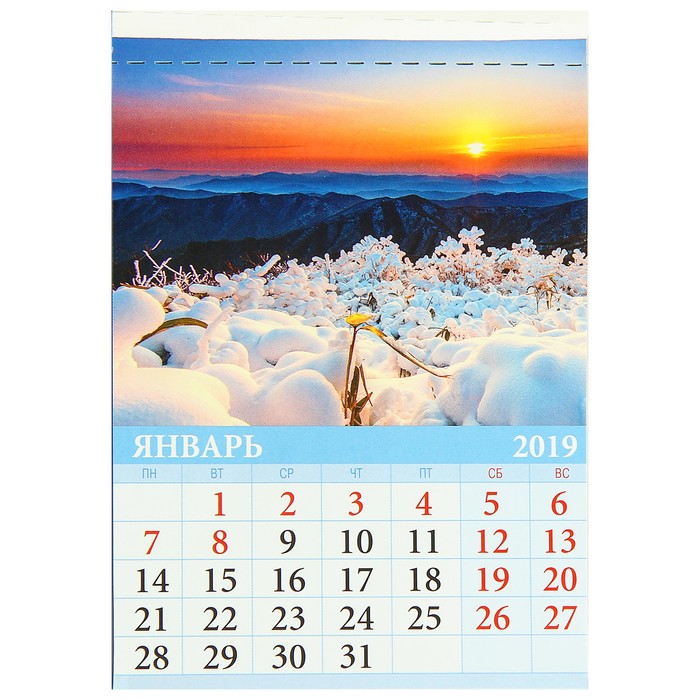 Календарь отрывной на магните "Природа" 2019 год, 9,6х15,3см