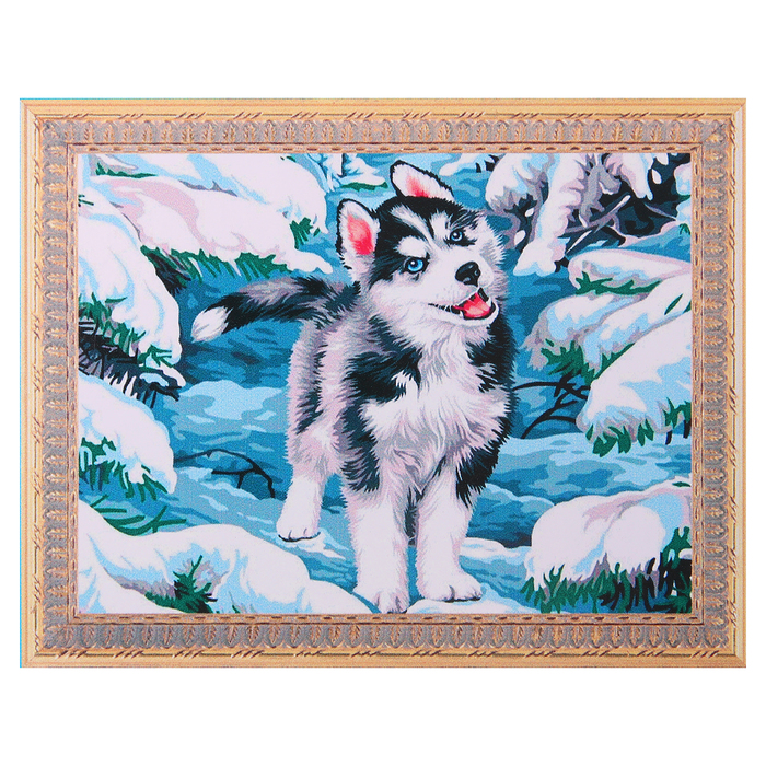 Картина стразами "Маленький хаски" 50х40 см