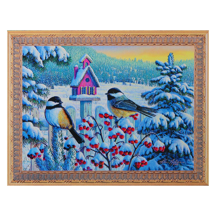 Картина стразами "Синицы на рябине" 55х40 см