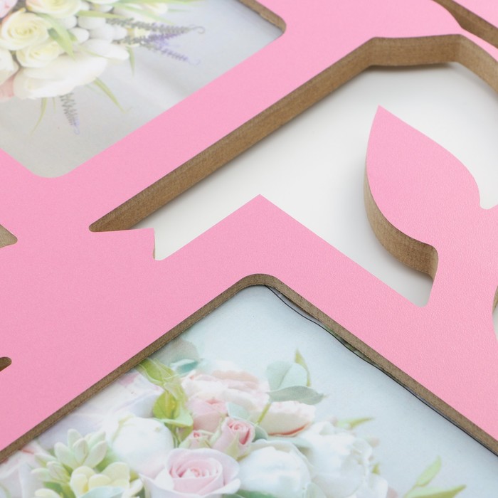 Фоторамка-коллаж "Веточки" 5 фото розовый