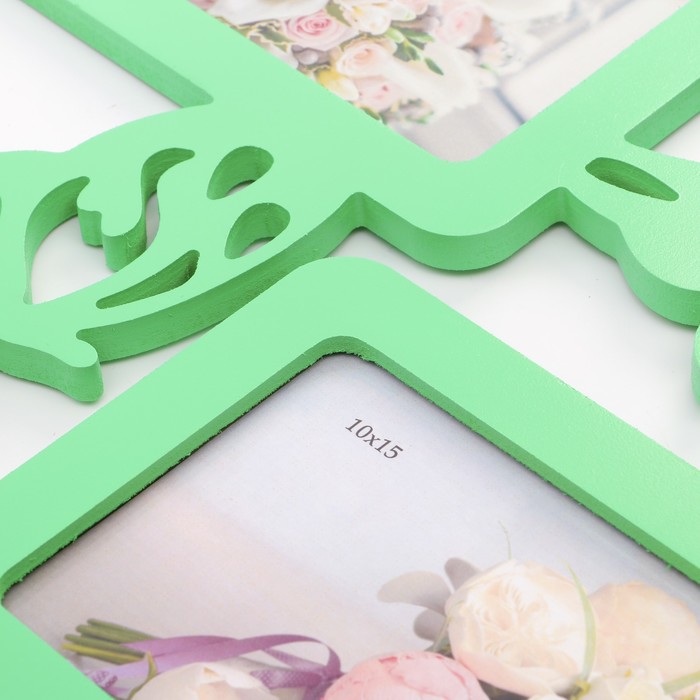 Фоторамка-коллаж "Бабочки" 5 фото зеленый акрил