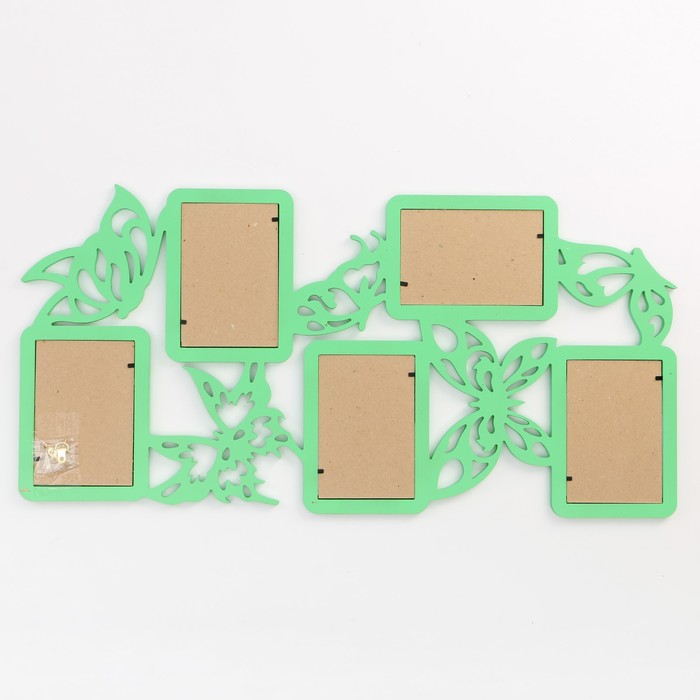 Фоторамка-коллаж "Бабочки" 5 фото зеленый акрил