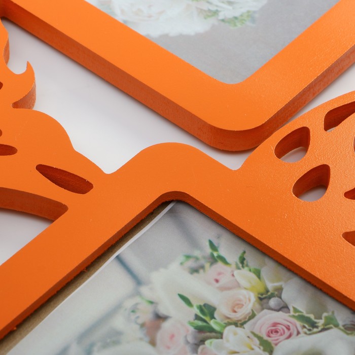 Фоторамка-коллаж "Бабочки" 5 фото оранжевый акрил