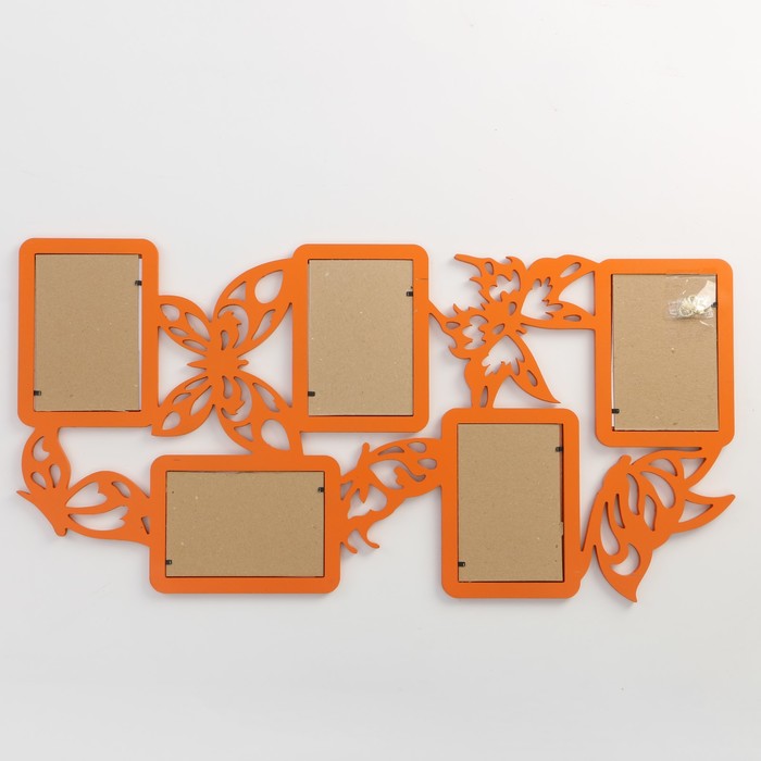 Фоторамка-коллаж "Бабочки" 5 фото оранжевый акрил