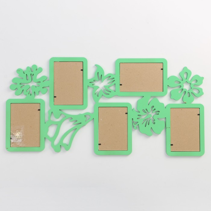 Фоторамка-коллаж "Цветы" 5 фото зеленый акрил