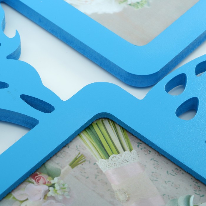 Фоторамка-коллаж "Бабочки" 5 фото синий акрил