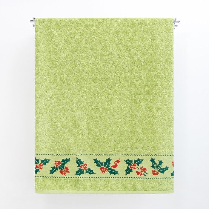 Полотенце махровое "Остролист" 70х130 см,400 г/м2,зелёный, 100% хлопок