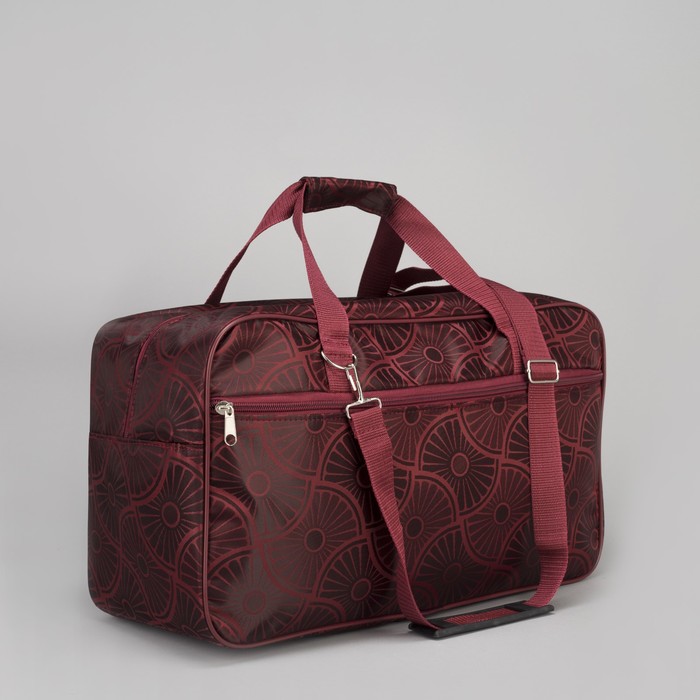 Сумка дорожная "Ромашки", отдел на молнии, наружный карман, длинный ремень, цвет бордовый