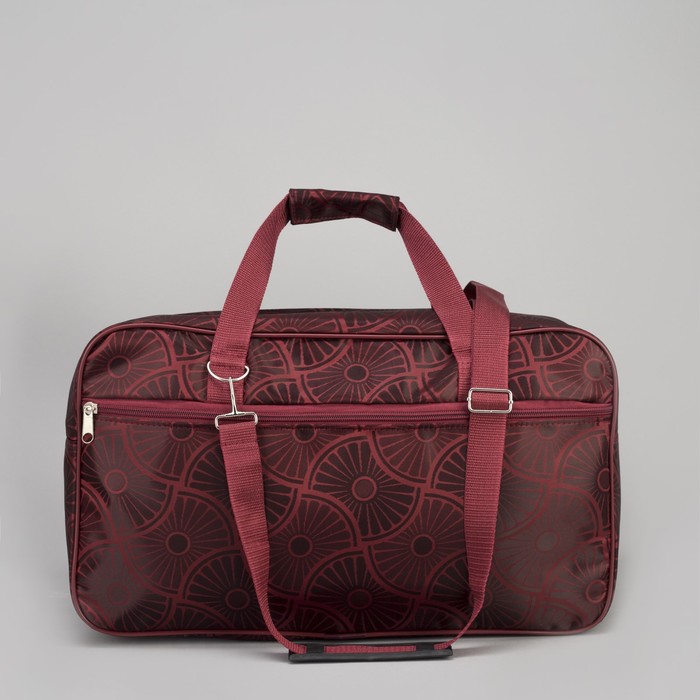 Сумка дорожная "Ромашки", отдел на молнии, наружный карман, длинный ремень, цвет бордовый