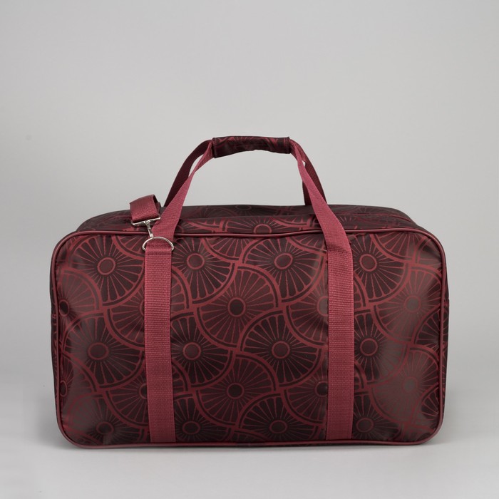 Сумка дорожная "Ромашки", отдел на молнии, наружный карман, длинный ремень, цвет бордовый