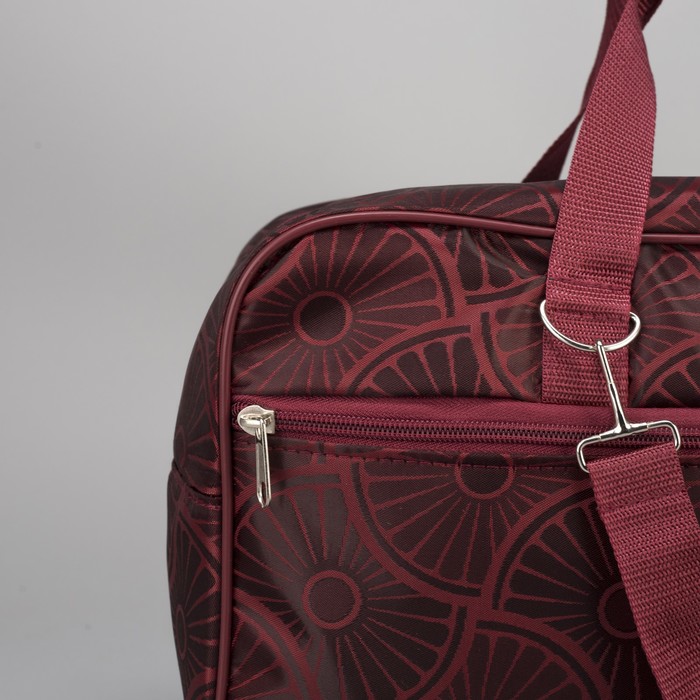 Сумка дорожная "Ромашки", отдел на молнии, наружный карман, длинный ремень, цвет бордовый