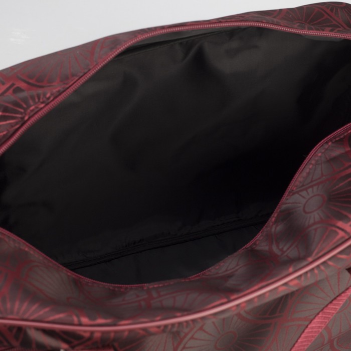 Сумка дорожная "Ромашки", отдел на молнии, наружный карман, длинный ремень, цвет бордовый