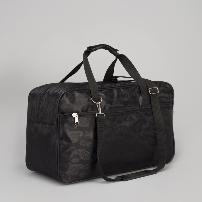 Сумка дорожная, отдел на молнии, наружный карман, длинный ремень, цвет чёрный