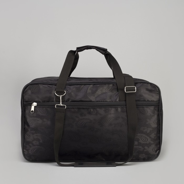 Сумка дорожная, отдел на молнии, наружный карман, длинный ремень, цвет чёрный