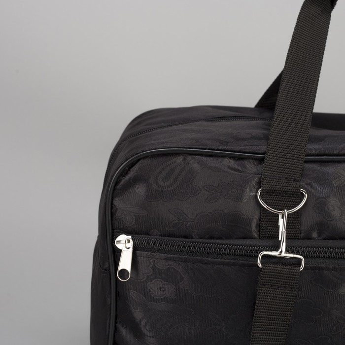 Сумка дорожная, отдел на молнии, наружный карман, длинный ремень, цвет чёрный