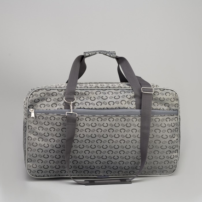 Сумка дорожная "Буквы", отдел на молнии, наружный карман, длинный ремень, цвет серый