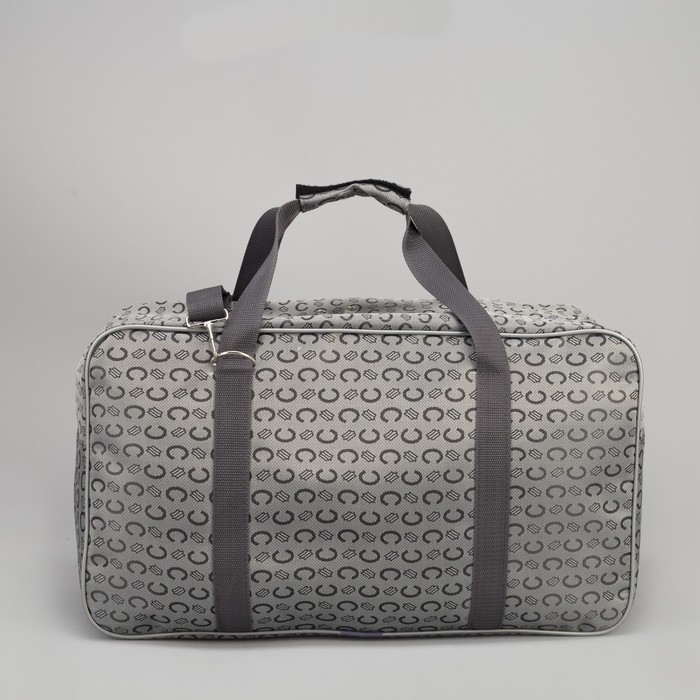 Сумка дорожная "Буквы", отдел на молнии, наружный карман, длинный ремень, цвет серый