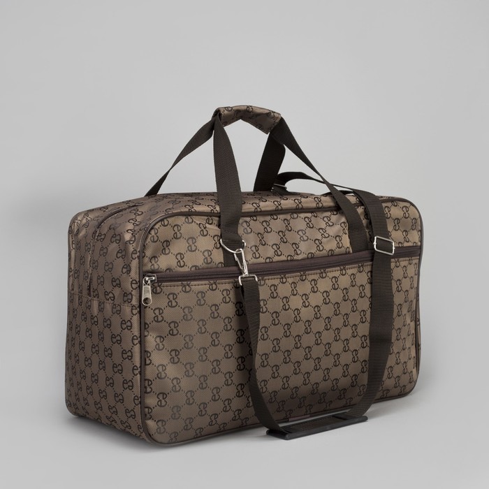 Сумка дорожная "Узоры", отдел на молнии, наружный карман, длинный ремень, цвет коричневый