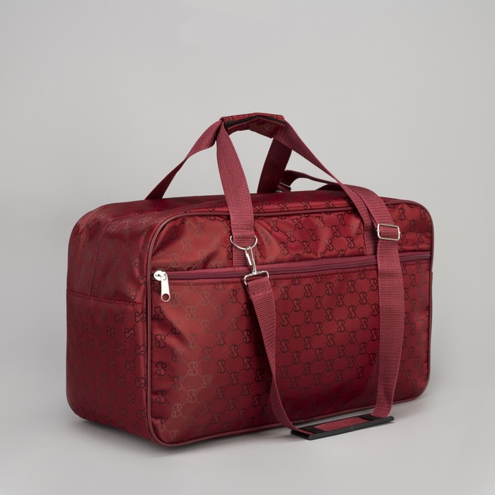 Сумка дорожная, отдел на молнии, наружный карман, длинный ремень, цвет бордовый