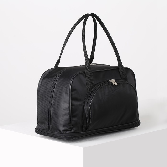 Сумка дорожная, отдел на молнии, наружный карман, длинный ремень, цвет чёрный