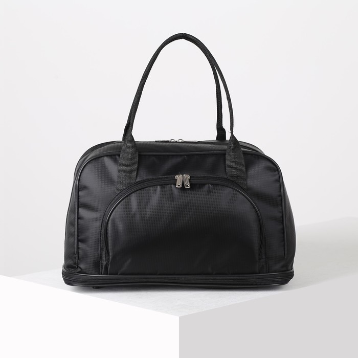 Сумка дорожная, отдел на молнии, наружный карман, длинный ремень, цвет чёрный