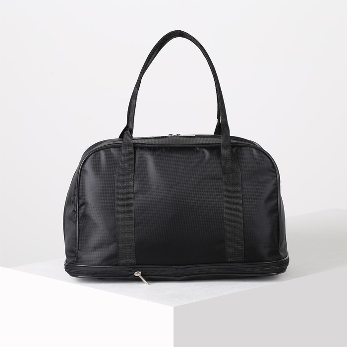 Сумка дорожная, отдел на молнии, наружный карман, длинный ремень, цвет чёрный