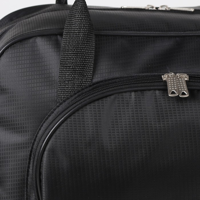 Сумка дорожная, отдел на молнии, наружный карман, длинный ремень, цвет чёрный