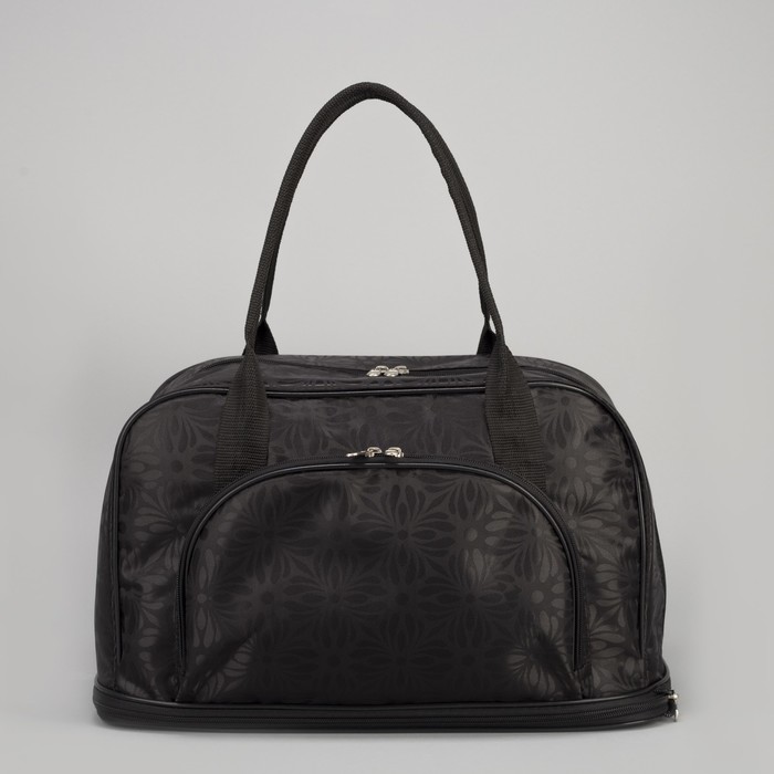 Сумка дорожная "Герберы", отдел на молнии, наружный карман, длинный ремень, цвет чёрный