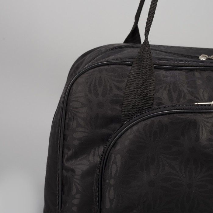 Сумка дорожная "Герберы", отдел на молнии, наружный карман, длинный ремень, цвет чёрный