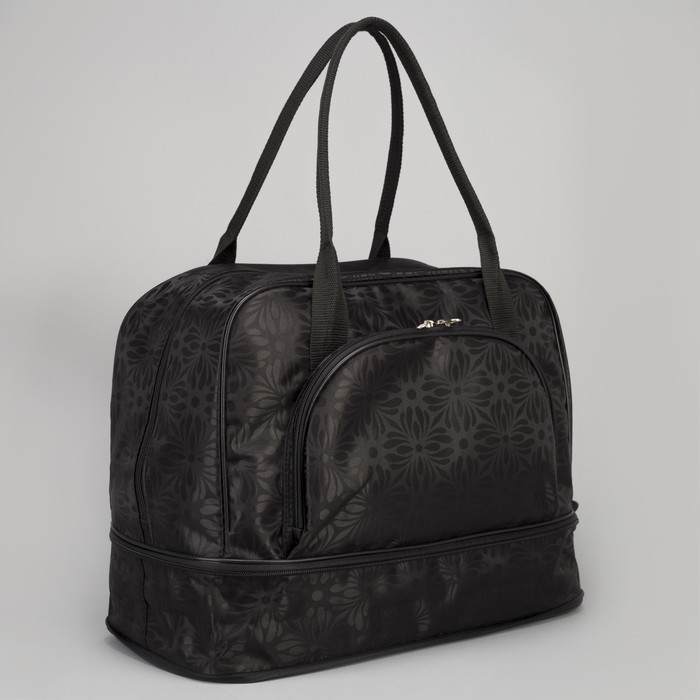 Сумка дорожная "Герберы", отдел на молнии, наружный карман, длинный ремень, цвет чёрный