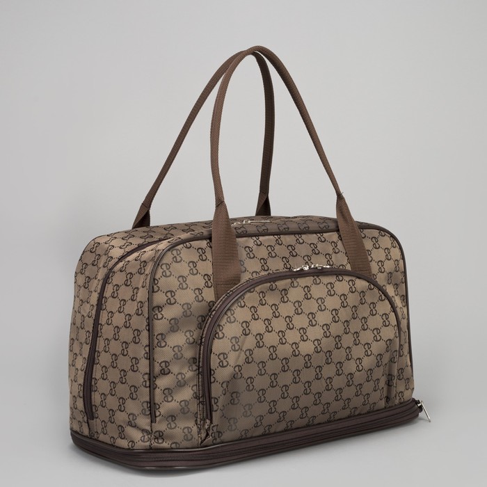 Сумка дорожная "Узоры", отдел на молнии, наружный карман, длинный ремень, цвет коричневый