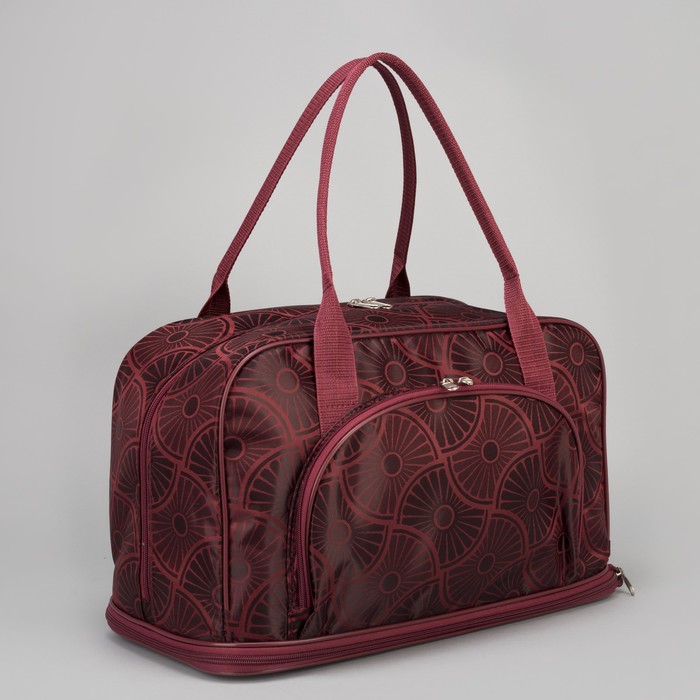 Сумка дорожная "Ромашки", отдел на молнии, наружный карман, длинный ремень, цвет бордовый