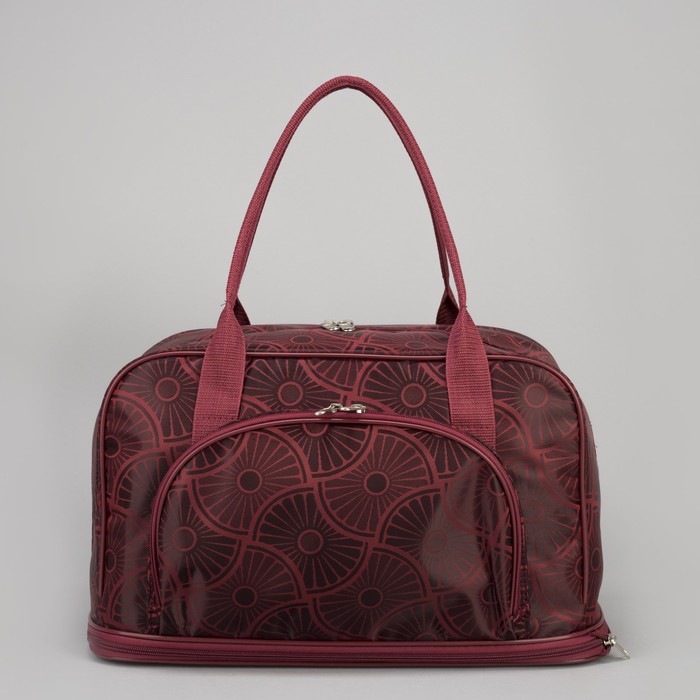 Сумка дорожная "Ромашки", отдел на молнии, наружный карман, длинный ремень, цвет бордовый