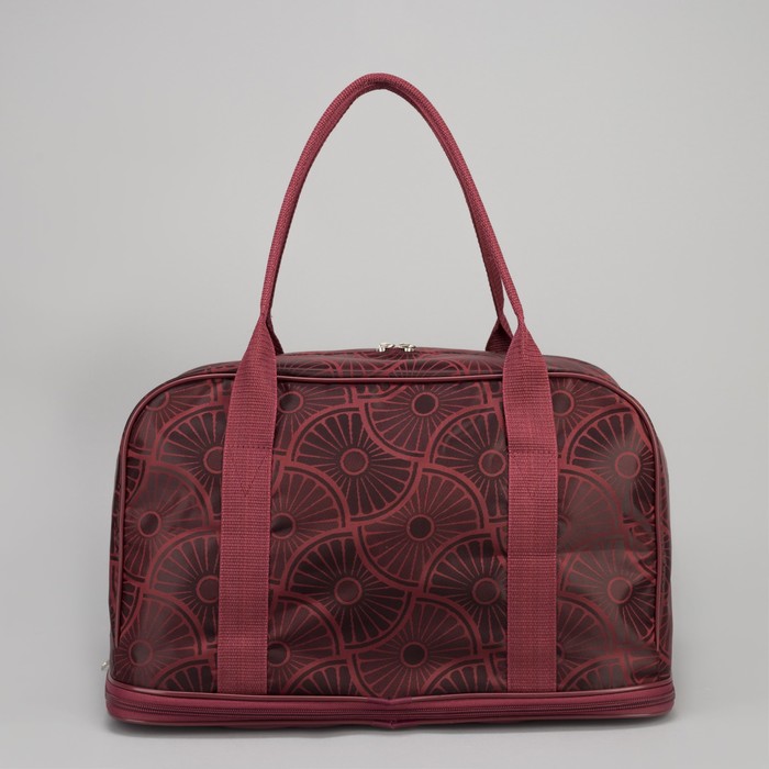 Сумка дорожная "Ромашки", отдел на молнии, наружный карман, длинный ремень, цвет бордовый