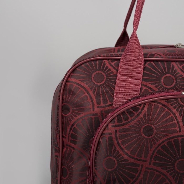 Сумка дорожная "Ромашки", отдел на молнии, наружный карман, длинный ремень, цвет бордовый