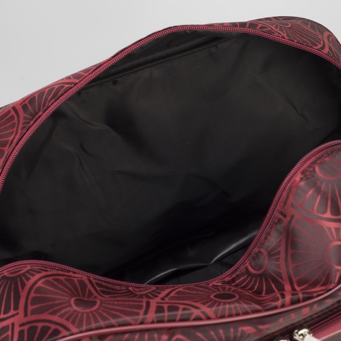 Сумка дорожная "Ромашки", отдел на молнии, наружный карман, длинный ремень, цвет бордовый